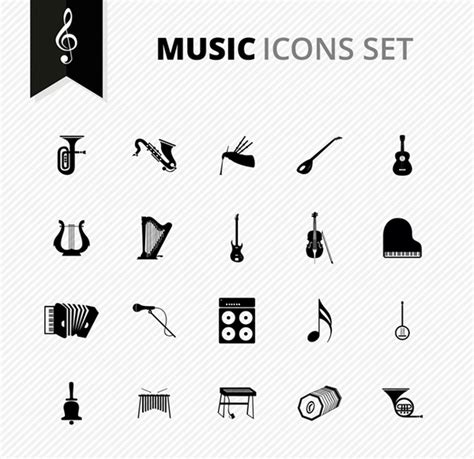 Music Icons Set Vectors Images Graphic Art Designs In Editable Ai Eps