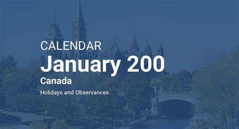 January 200 Calendar Canada