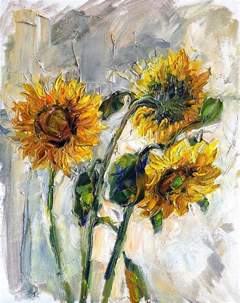 Ukrainian Sunflowers Original Oil Painting Still Life Yellow Etsy Uk