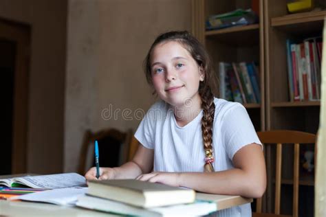 High School Student Doing Homework At Home Stock Image Image Of