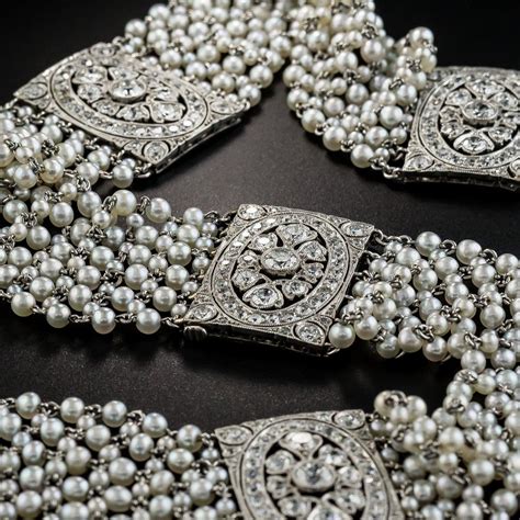 Edwardian Natural Pearl And Diamond Choker Diamond Jewelry Necklace