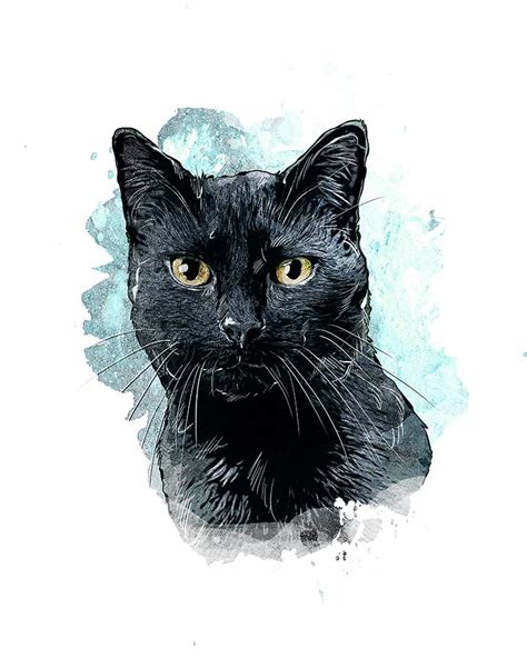 Custom Pet Portrait Watercolor Cat Painting Digital Pet Art Etsy In