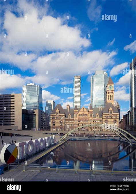 A View Of Old City Hall 3d Toronto Sign And Nathan Phillips Square In