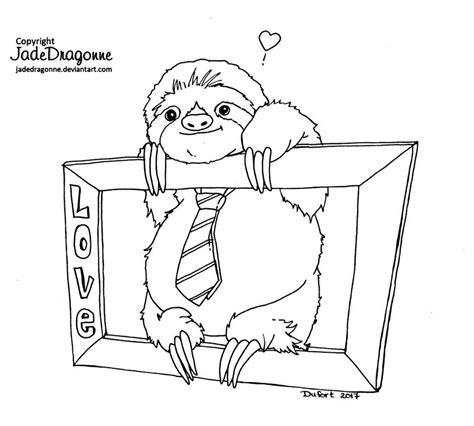 Sloth Of Love Lineart By Jadedragonne On Deviantart Valentine