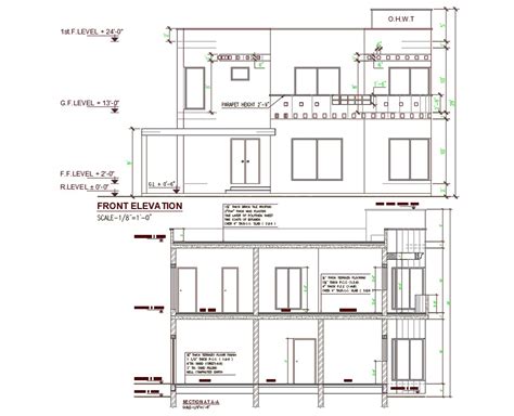 Architecture House Section And Elevation Design Dwg File Cadbull My Xxx Hot Girl