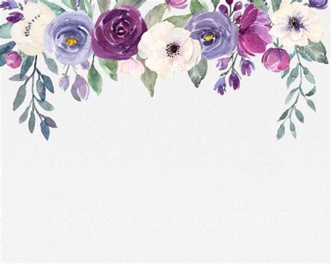 Plum Purple Lavender And White Flowers Bouquets Floral Etsy Floral Border Design Purple