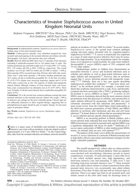 Pdf Characteristics Of Invasive Staphylococcus Aureus In United
