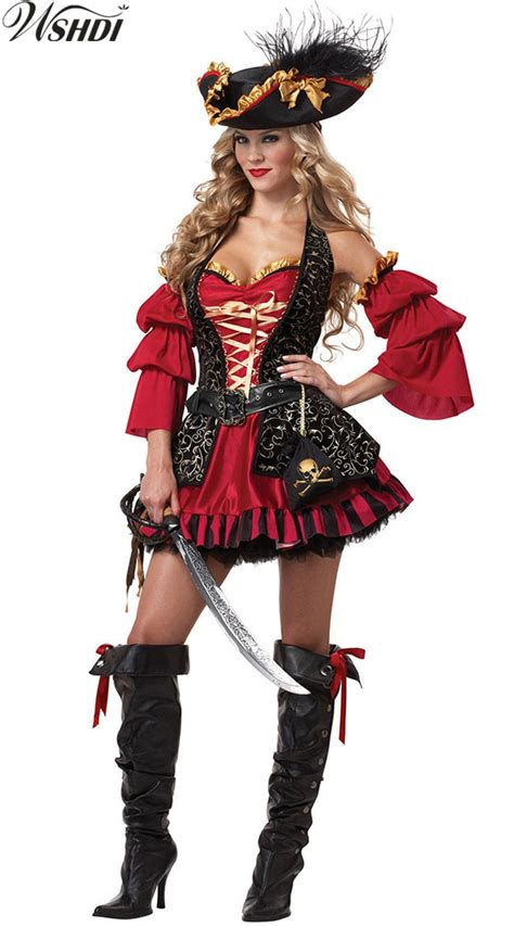 High Quality Deluxe Sexy Pirate Costume Adult Women Halloween Carnival
