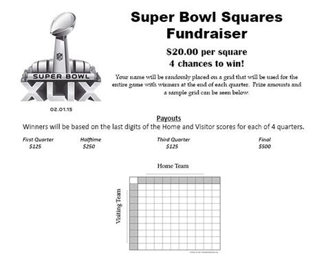 Super Bowl Squares Fundraiser Superbowl Squares Fun Fundraisers