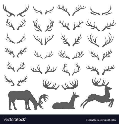 Hand Drawn Sketch Of Deer Horns Royalty Free Vector Image