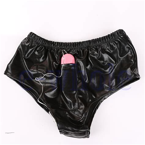 Unisex Female Fuax Leather Underwear Panties W Butt Anal Plug Vibe