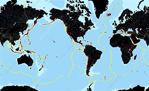 Global Volcanoes Map Stock Image C0049719 Science Photo Library