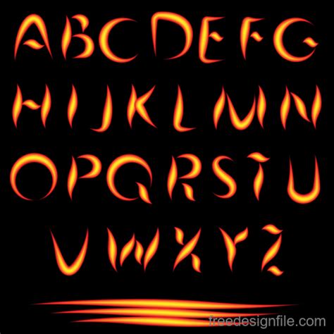 Fire Alphabet Font Vector 03 Free Download