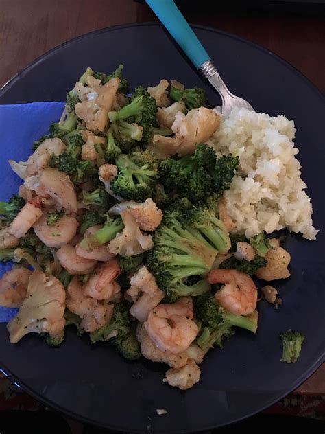 Other high volume eating highlights: High volume dinner. Shrimp, broccoli, cauliflower, and ...