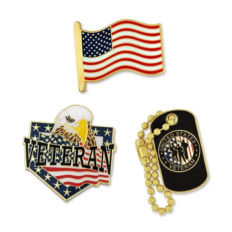 Pinmart Pinmarts Veteran American Flag And Dog Tag Pin Patriotic