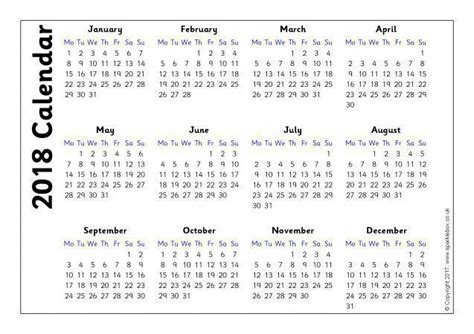 2018 Calendars Year To View Sb6937 Sparklebox