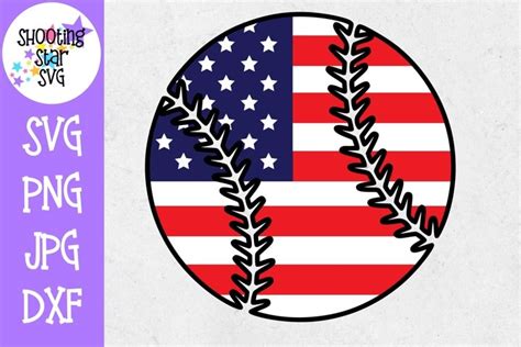 Baseball with American Flag- Fourth of July SVG (260381) | Cut Files