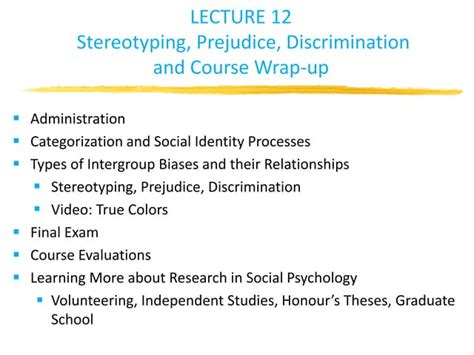 Stereotyping Prejudice And Discrimination Lecture Ppt