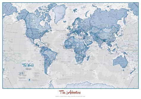 Personalised World Is Art Wall Map Blue