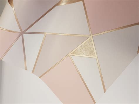 Apex Rose Gold Trance Geometric Triangle Wallpaper Glitter Metallic Shimmer Pink Ebay