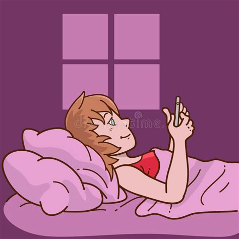 Woman Laying In Bed Using Phone Stock Vector Illustration Of Relax Phone 77436630