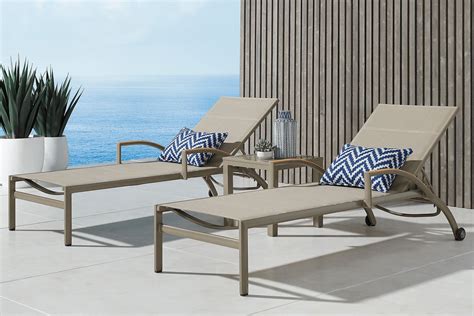 Solana 2 Pc Taupe Colorslight Wood Aluminum Outdoor Set Of Chaises