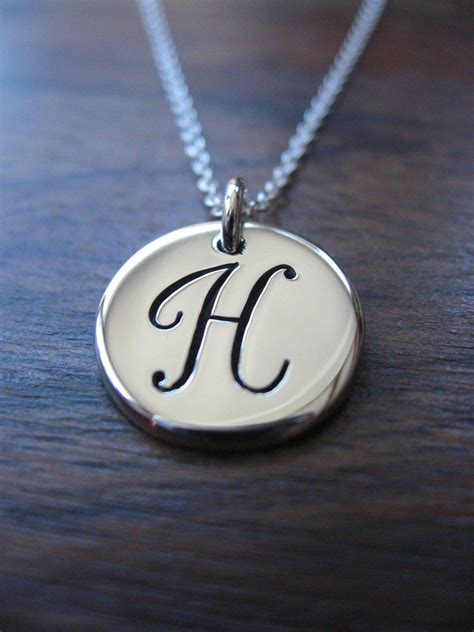 Initial H Silver Necklace - Handmade Silver Initial Charm - Silver Initial Pendant | Silver ...