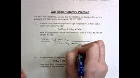 Gas Stoichiometry Worksheet Answer Key