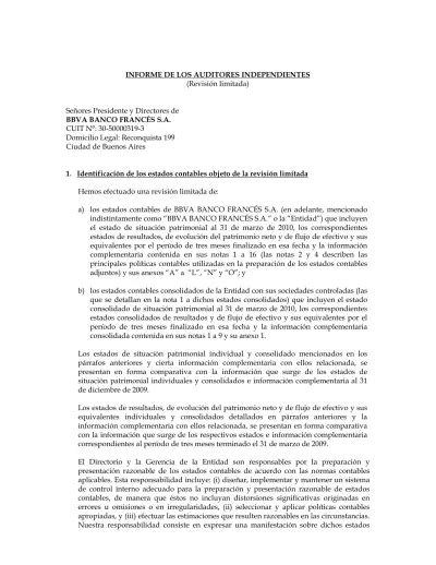 Informe De Los Auditores Independientes Revisión Limitada 1