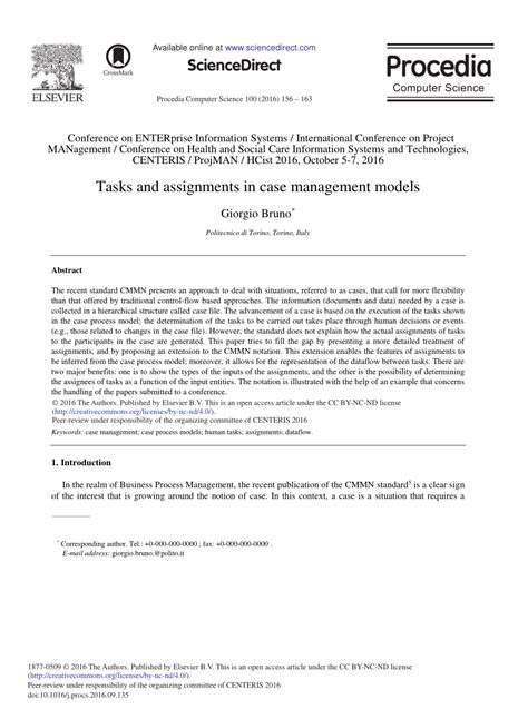PDF Tasks And Assignments In Case Management Models