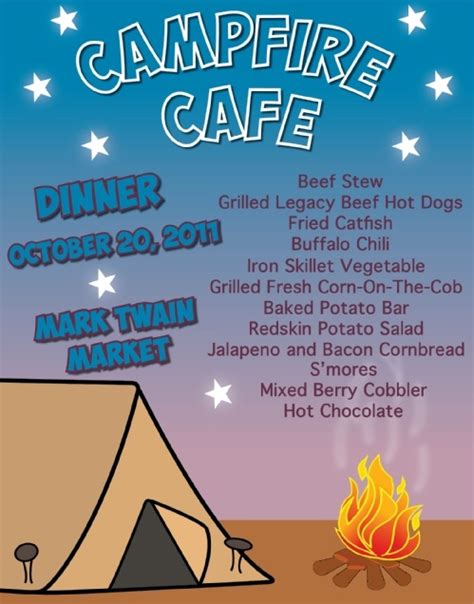 nice idea  bluegold campfire theme invitemenu