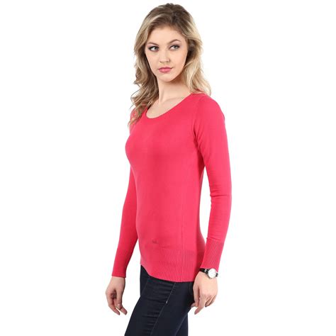 Scoop Neck Sweater Pink Color Vibe Fashion