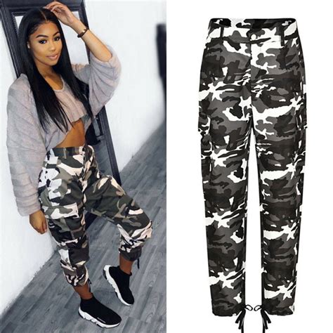 Womens Camo Cargo Trousers Casual Pants Military Army Combat Camouflage