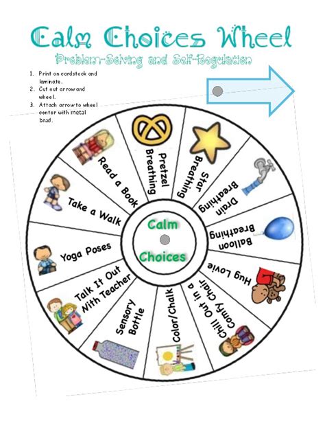 Calming Choices Wheel For Self Regulation By Caroline Dulemba Tpt