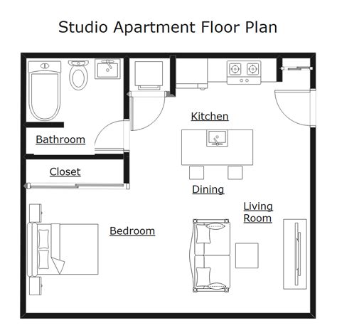 Studio Type Apartment Floor Plan