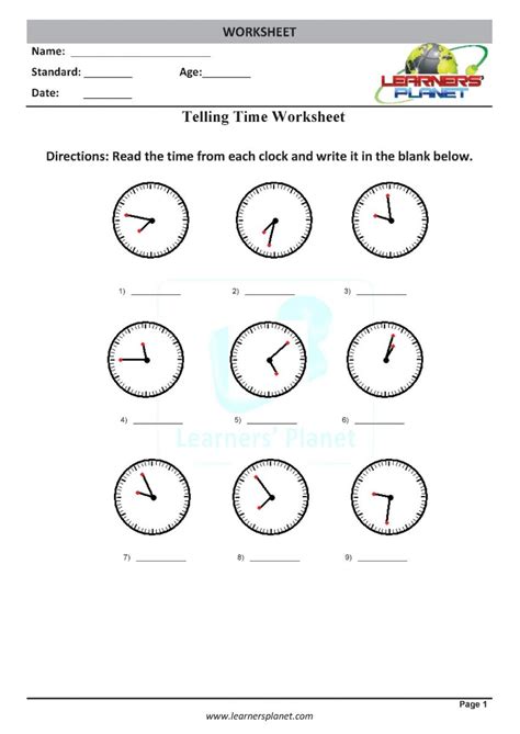 Printable Grade 3 Math Practice Telling Time Worksheets