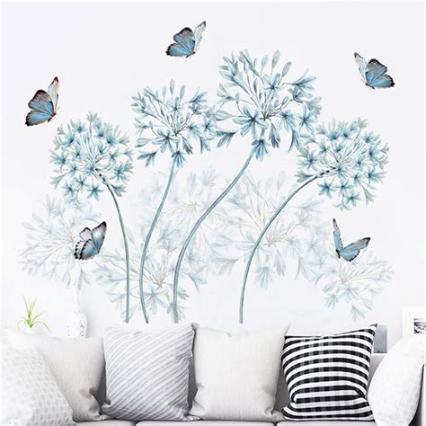 Light Blue Flowers Removable Wall Sticker Frasers Home And Garden