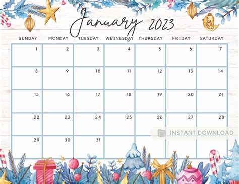 January 2023 Calendar Planner Printable Template Calendar