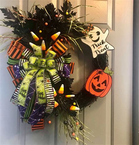 Front Door Wreath Halloween Wreath By Libowdesigns On Etsy Halloween