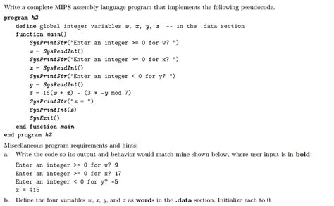 Solved Write A Complete Mips Assembly Language Program That Chegg Com