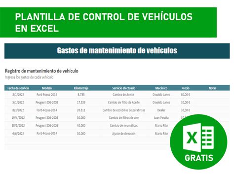 Plantilla De Control De Vehículos Para Descargar Excel