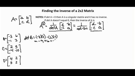 Chapter 12-3B video 1: Finding the Inverse of a 2x2 Matrix Using ...