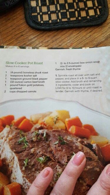 Over high heat, sear roast until brown in oil. Slow-cooker pot roast Paula Deen Magazine 12/14 | Pot ...