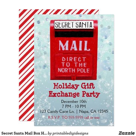 Secret Santa Mail Box Holiday T Exchange Party Invitation Zazzle