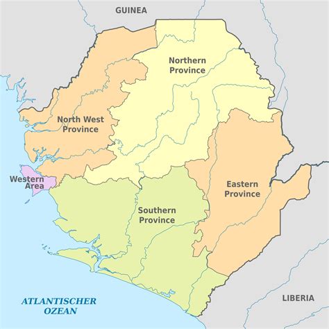 Map Of Sierra Leone Showing Districts