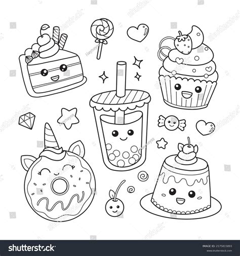 18 329 Kawaii Outline For Coloring Images Stock Photos Vectors