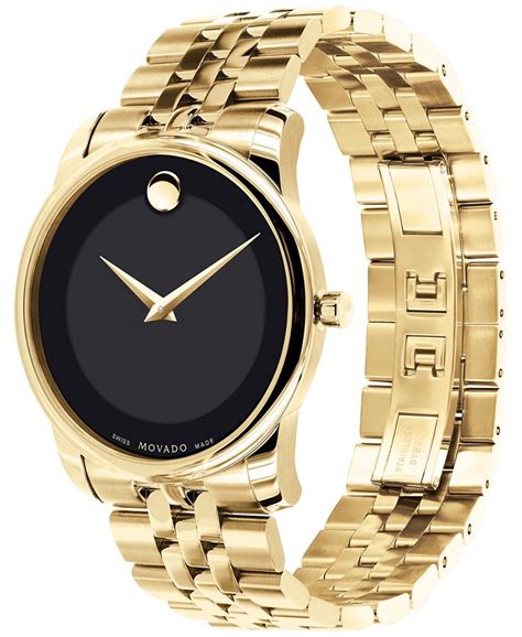 Movado Mens Swiss Museum Classic Gold Pvd Stainless Steel Bracelet