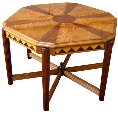I am beyond excited to be sharing this project with you today! American Art Deco Marquetry Inlay Hexagon Center Table ...