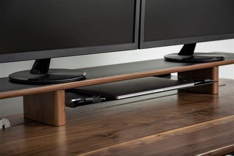 Walnut Dual Monitor Stand Lift Artifox A R T I F O X Monitor