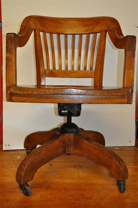 Vintage Swivel Oak Desk Chair Teachers Chair